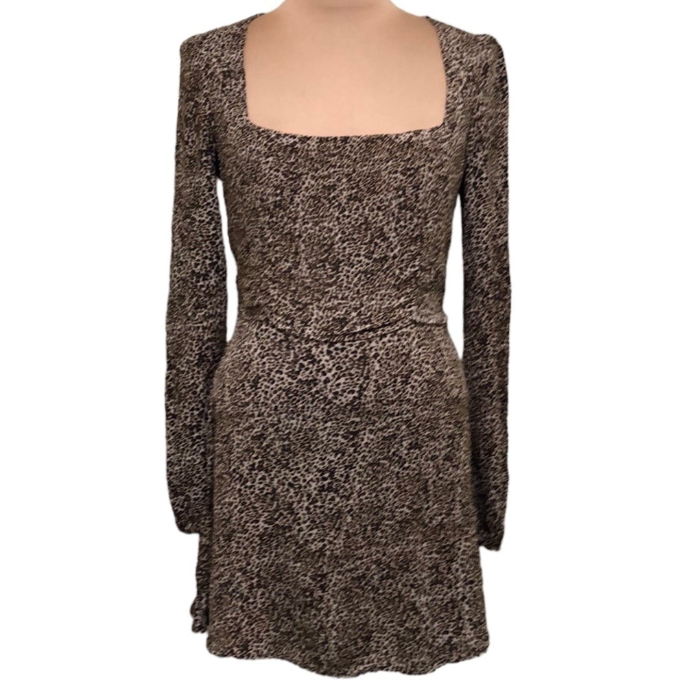 Flynn Skye Maiden Mini Dress Size Medium Tan Animal Print